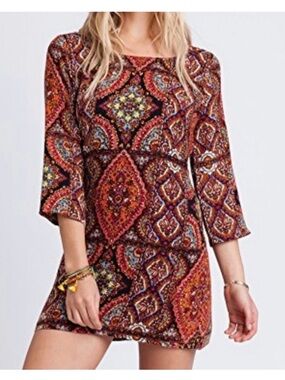 Billabong Designer Closet Boho Mosaic Print Shift Dress